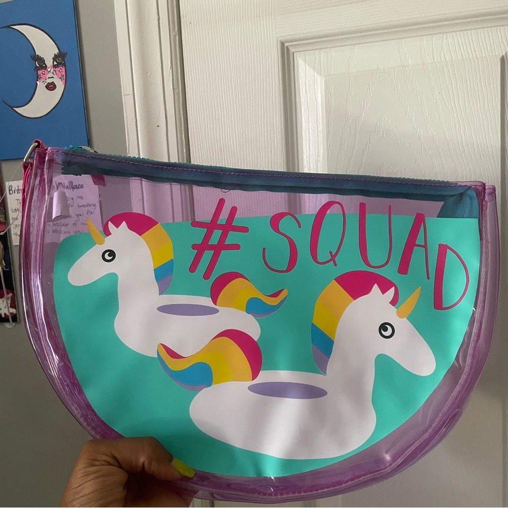 #SQUAD Unicorn Clear Pouch in Turquíes & Purple